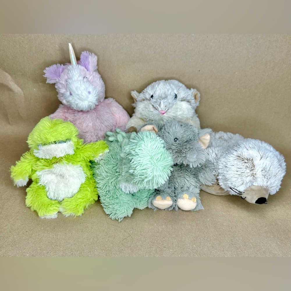 Plush Stuffed Animal Bundle – Pastel Green, Pink & Gray Cute Plushies
